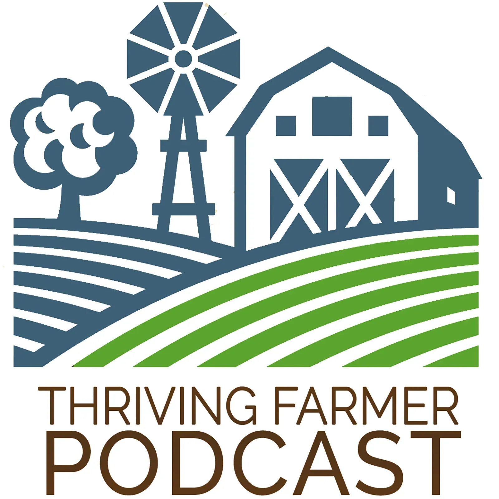Thriving Farmer Podcast: Official Thriving Farmer Podcast cover art: illustrated barn, windmill, tree and fields above the show name (itunes:image of the feed linked to thrivingfarmerpodcast.com).