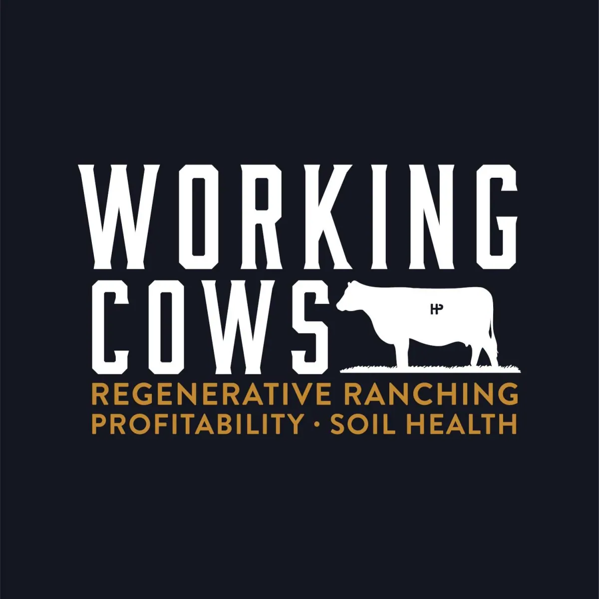 Working Cows Podcast: Official Working Cows cover art: white wordmark with a cow silhouette and the tagline Regenerative Ranching, Profitability, Soil Health on navy (itunes:image of the feed linked to workingcows.net/podcasts/).